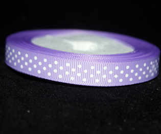 Gross grain Ribbon 10mm purple white spots