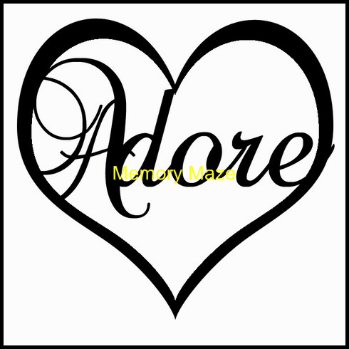 Adore in heart  75 x 75  in circle  bulk pack of 5 Memory Maze