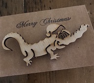 Crocodile Christmas, Min buy 3, shown presented as brooch,
