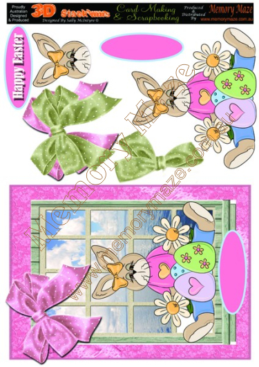Easter Bunny with Pink and Green Bows