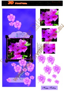Pink Azaliaz with purple background long card