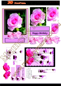 Pink rose small 2 cards
