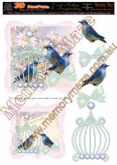 Vintage blue birds card pink & insert 2